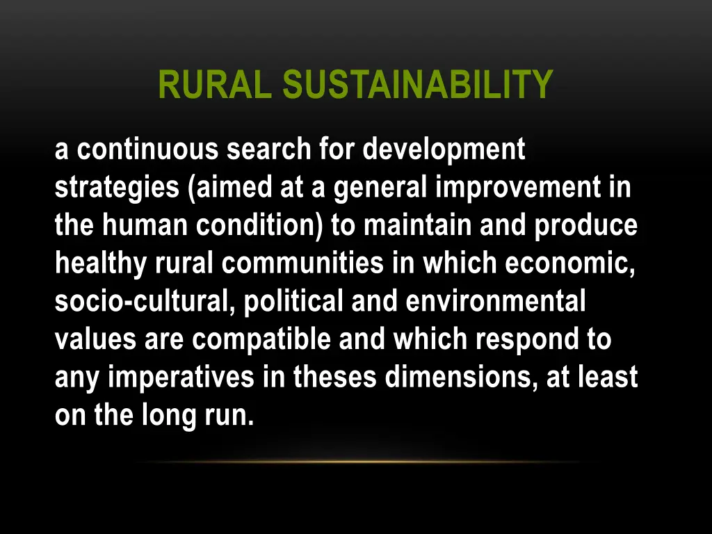 rural sustainability