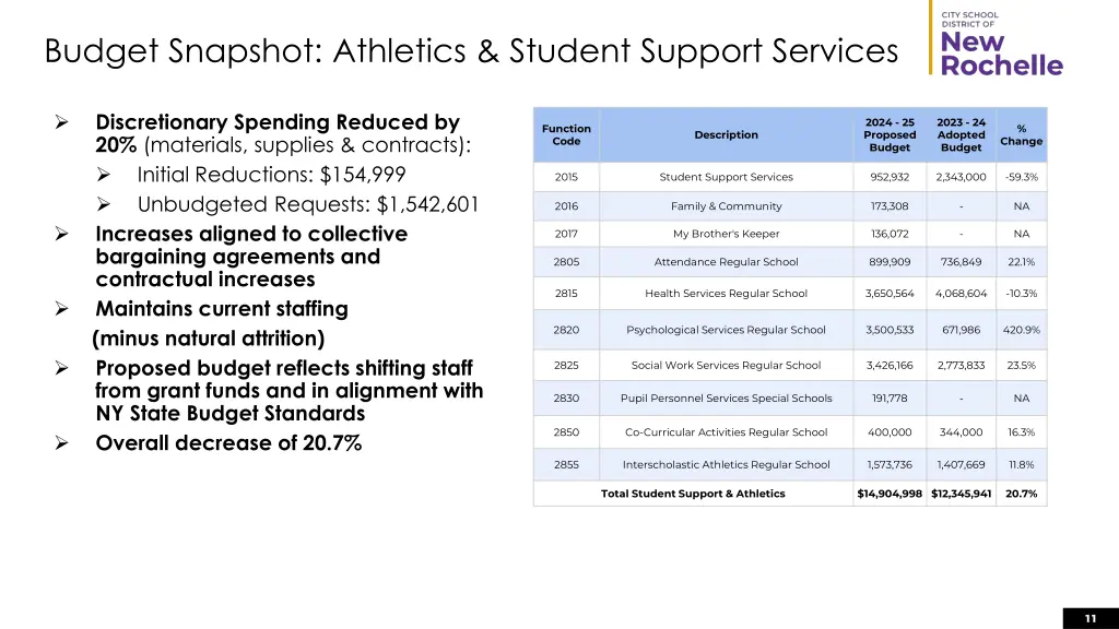budget snapshot athletics student support services