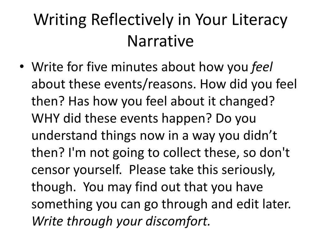 writing reflectively in your literacy narrative 1