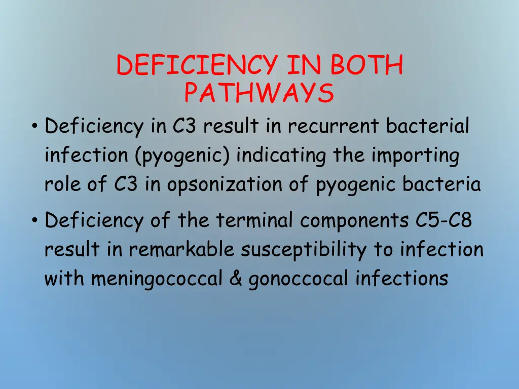 deficiency in both pathways deficiency