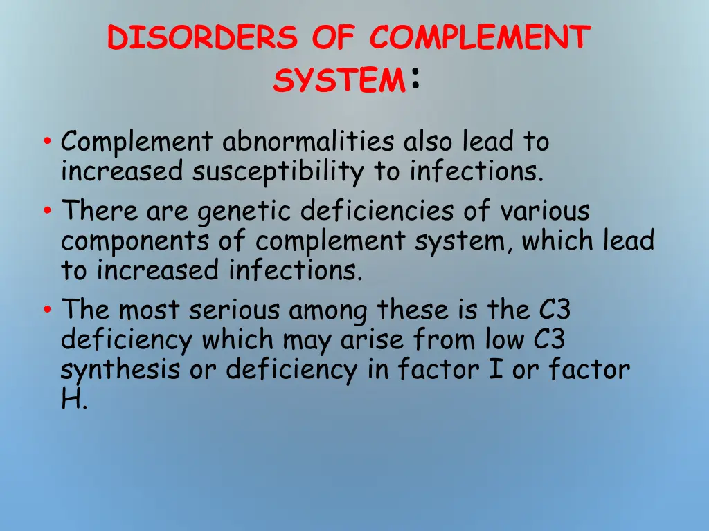 disorders of complement system