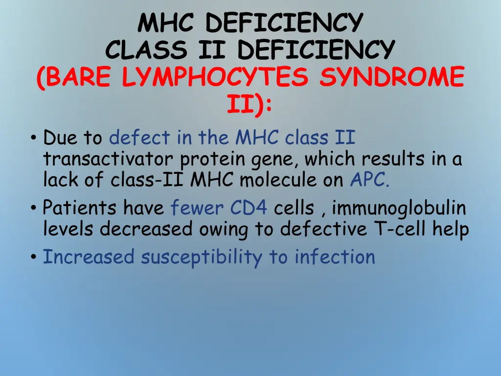 mhc deficiency class ii deficiency bare