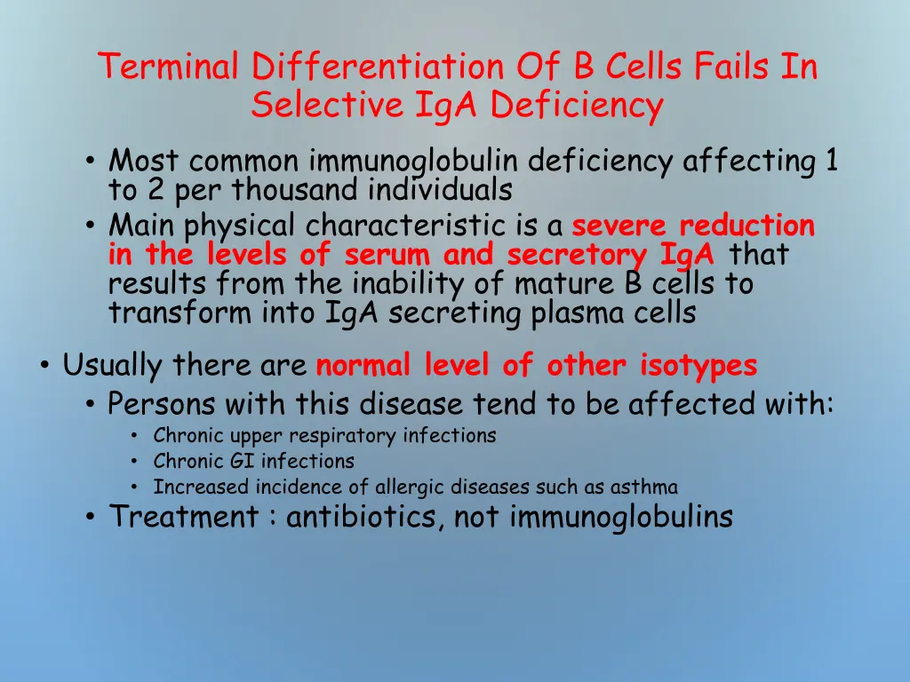 terminal differentiation of b cells fails