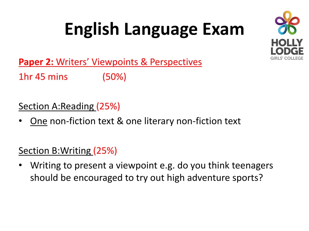 english language exam 1