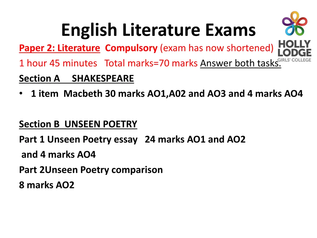 english literature exams paper 2 literature