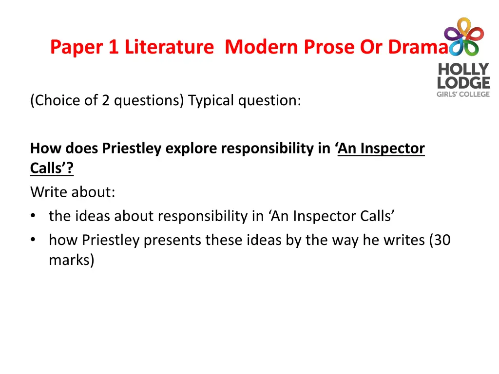 paper 1 literature modern prose or drama