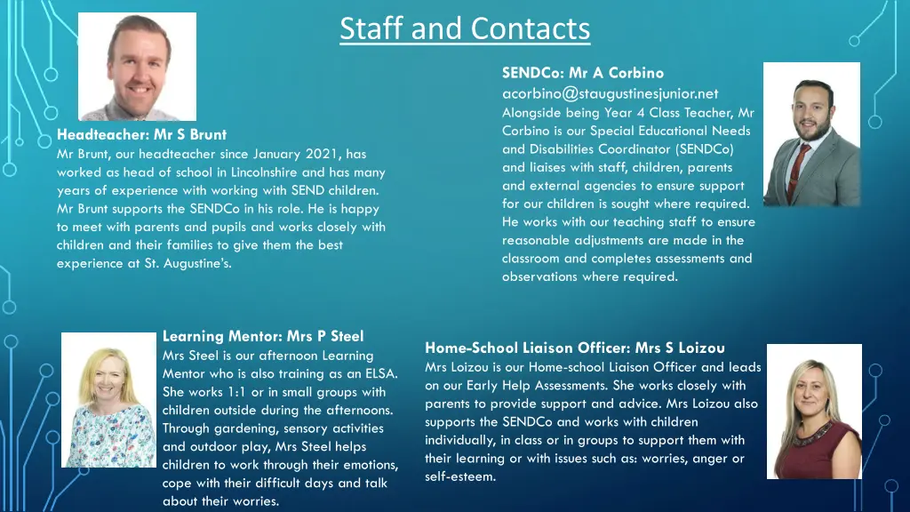 staff and contacts