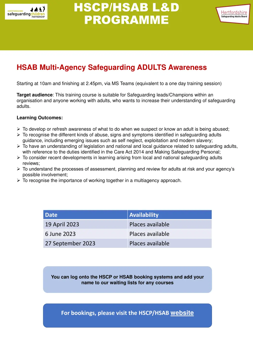 hscp hsab l d programme 20