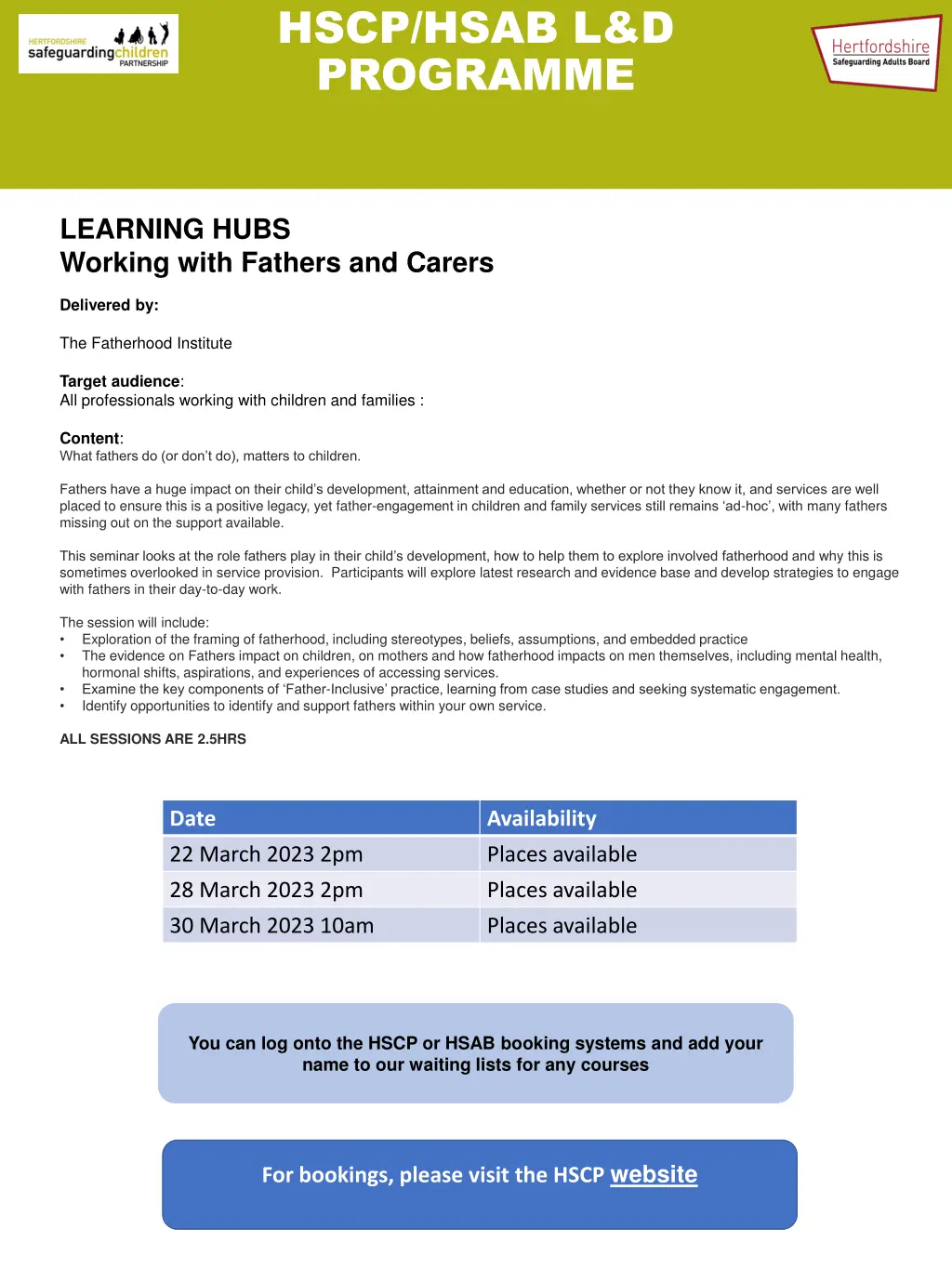 hscp hsab l d programme