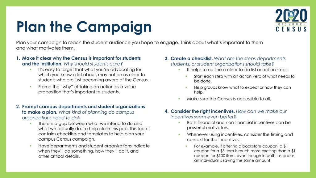 plan the campaign