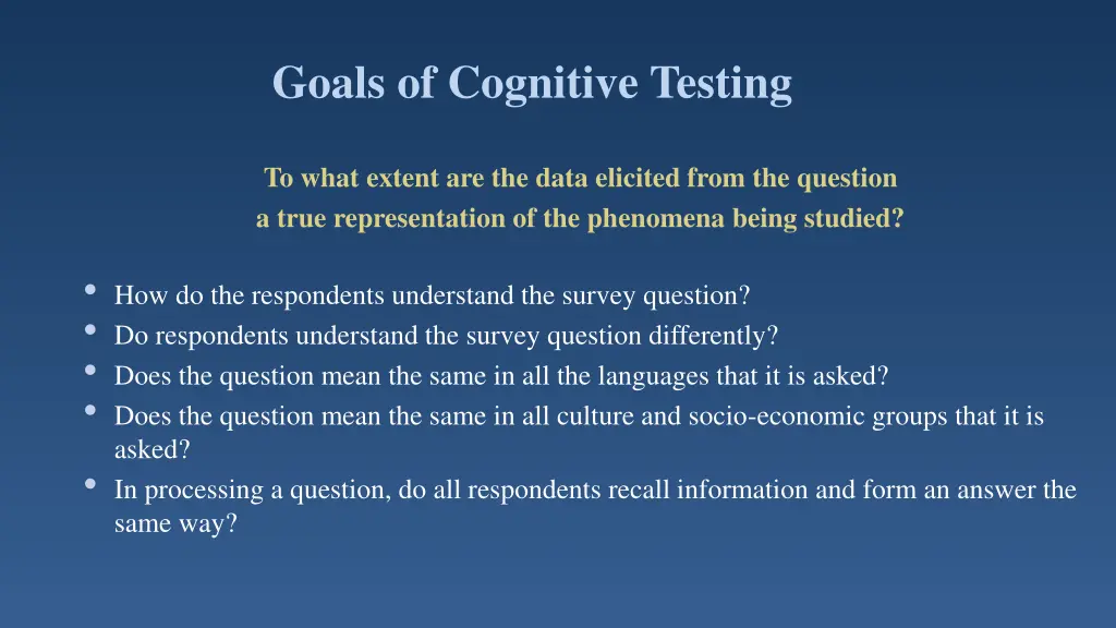 goals of cognitive testing