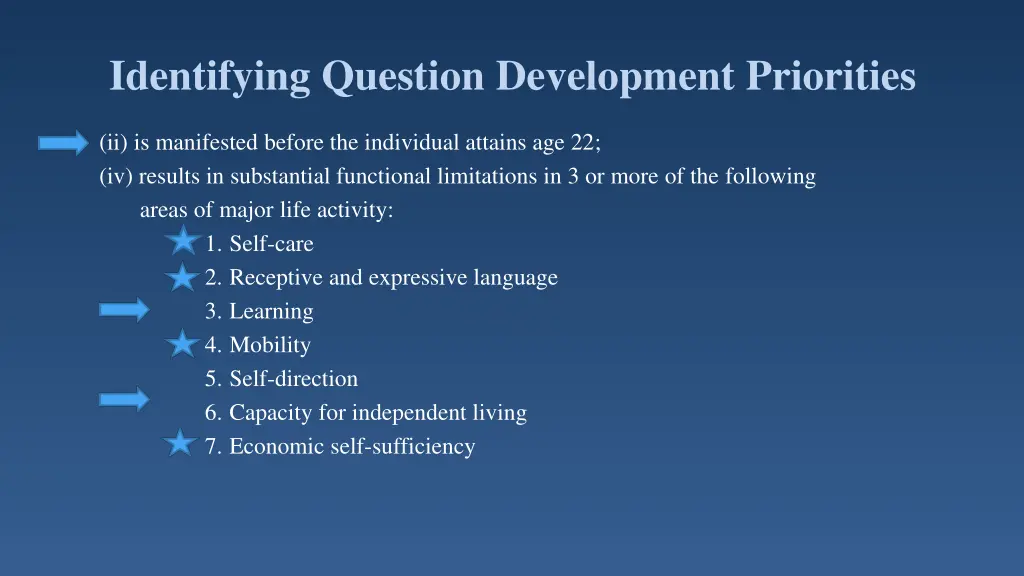 identifying question development priorities
