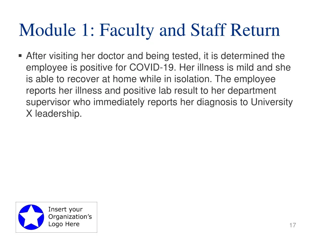 module 1 faculty and staff return 1