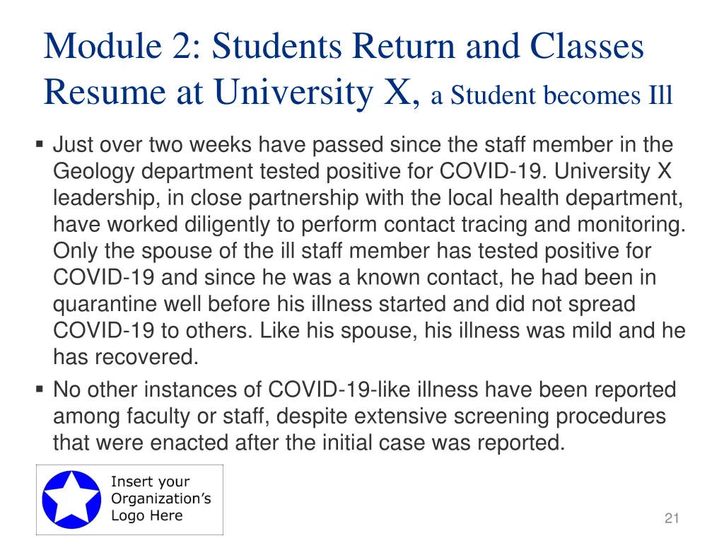 module 2 students return and classes resume
