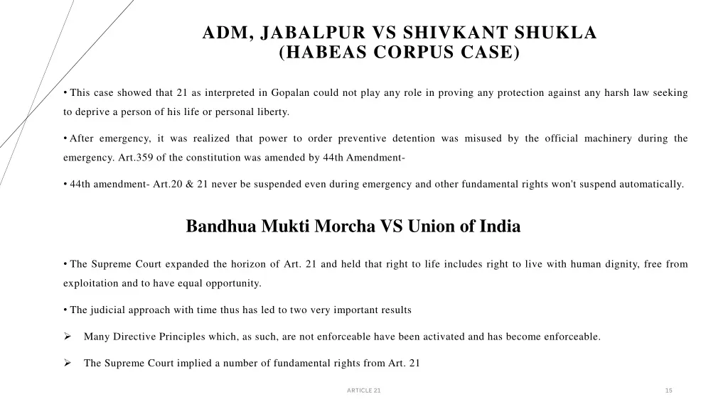 adm jabalpur vs shivkant shukla habeas corpus case