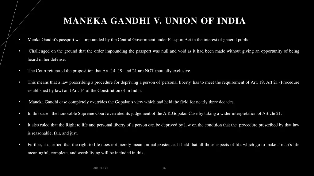maneka gandhi v union of india