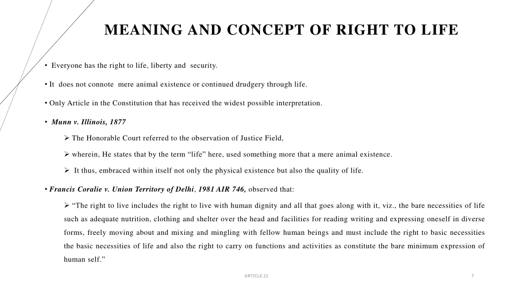 meaning and concept of right to life
