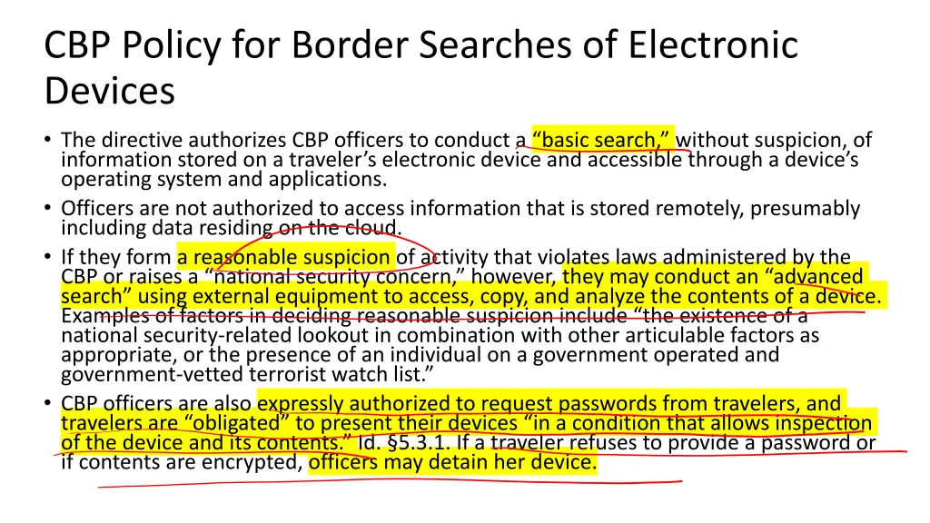 cbp policy for border searches of electronic