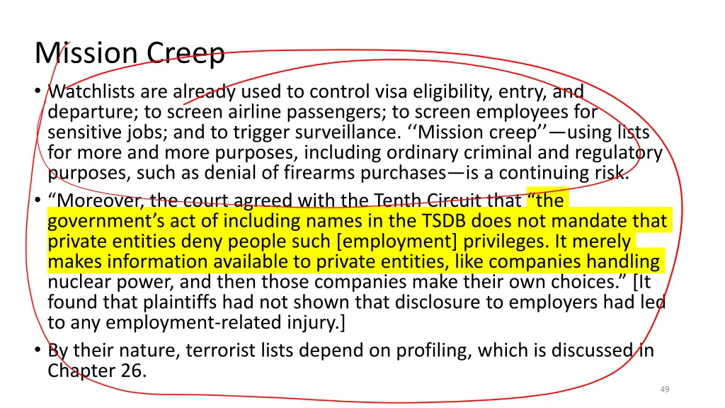 mission creep watchlists are already used