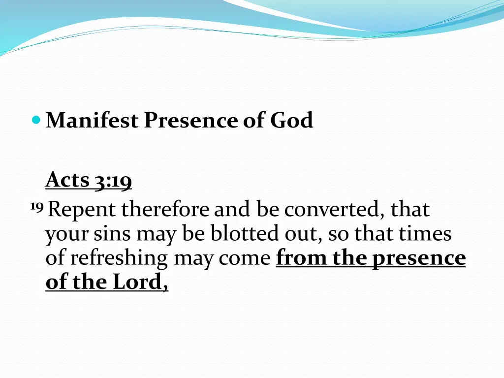 manifest presence of god
