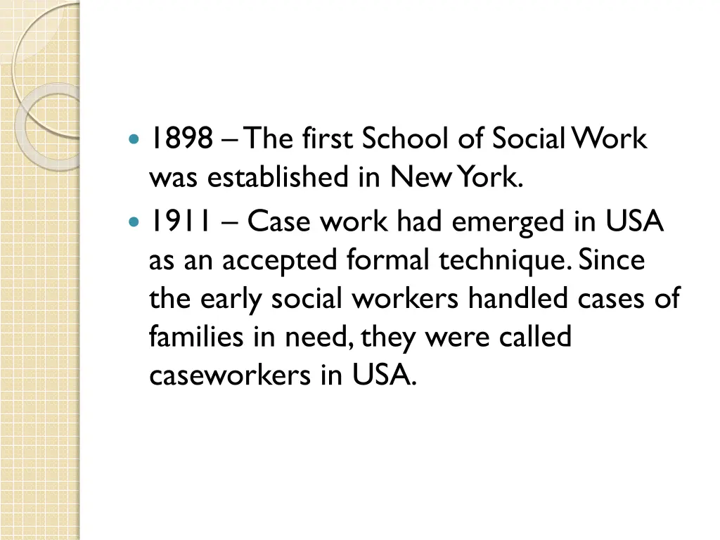 1898 the first school of social work
