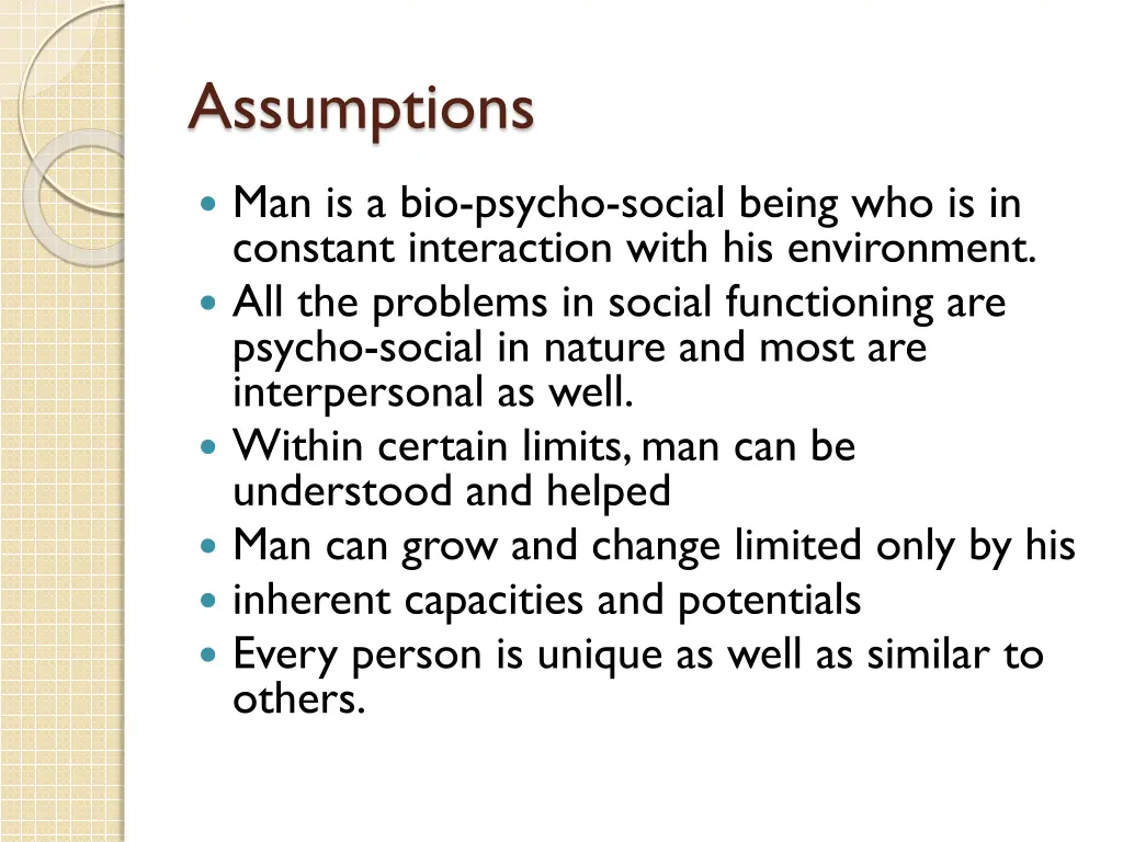 assumptions