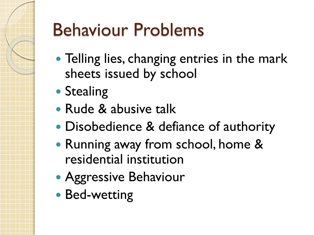 behaviour problems