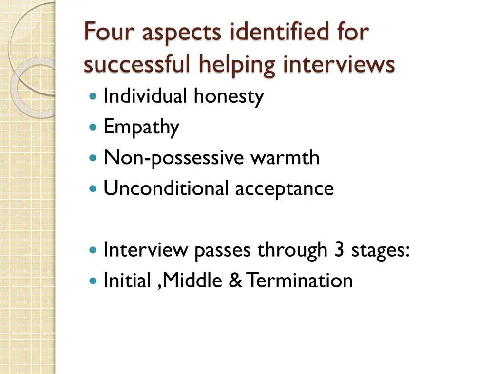 four aspects identified for successful helping