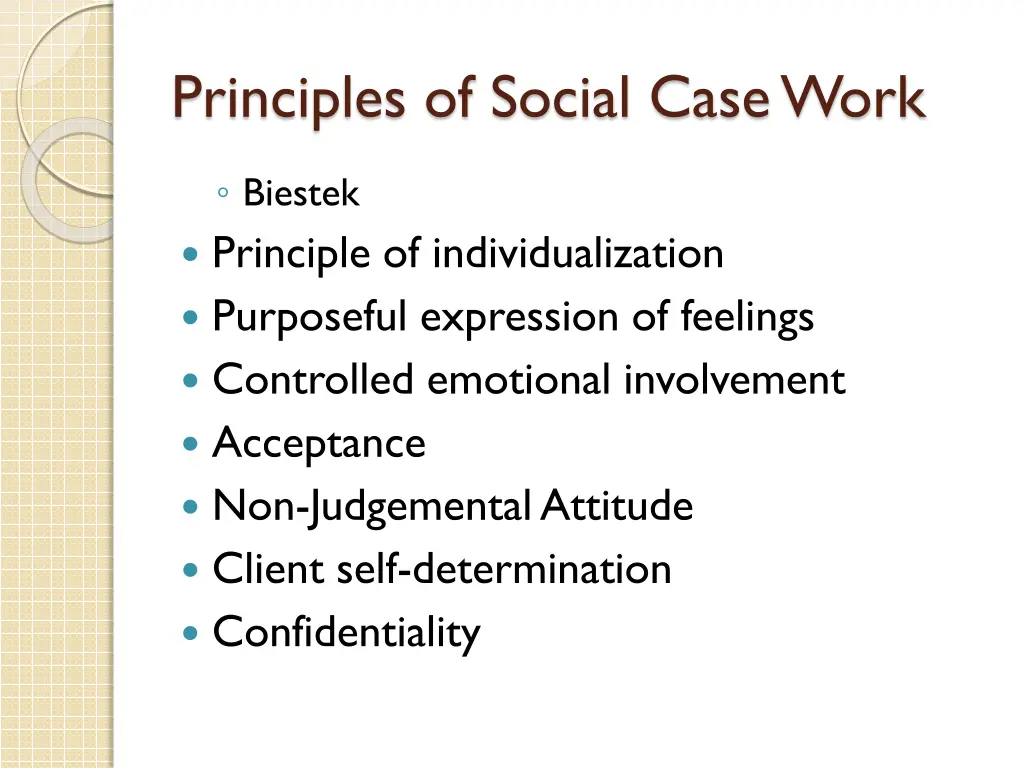 principles of social case work