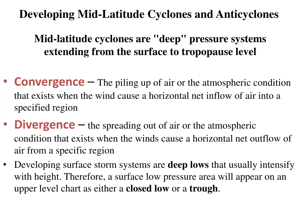 developing mid latitude cyclones and anticyclones