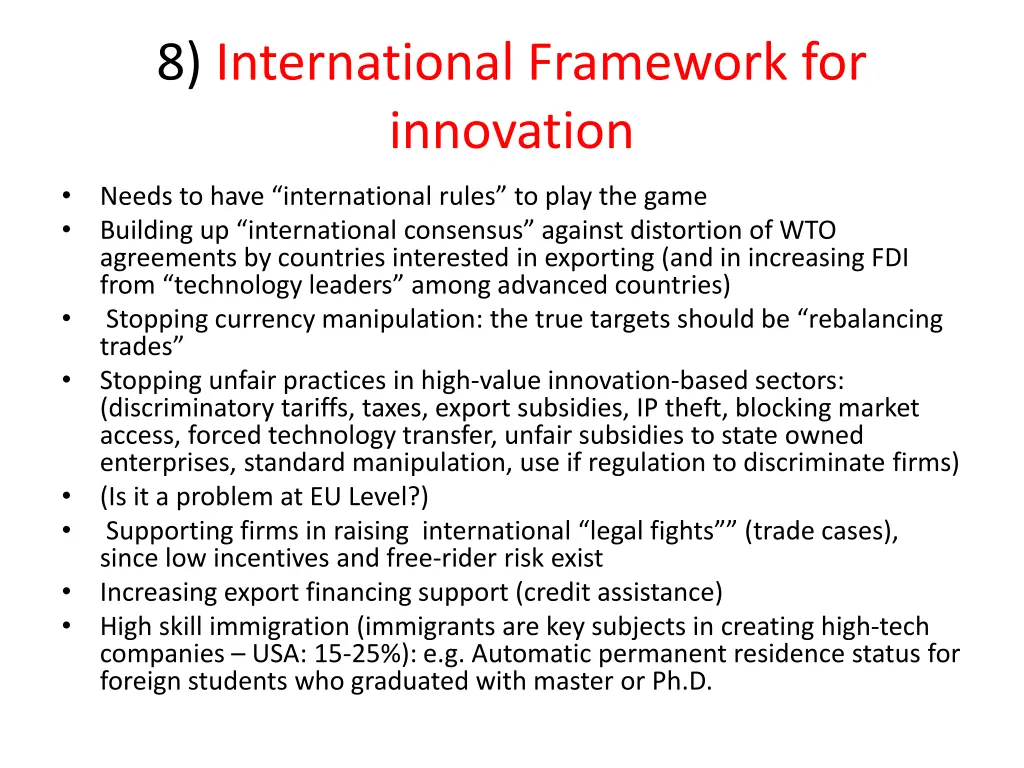 8 international framework for innovation
