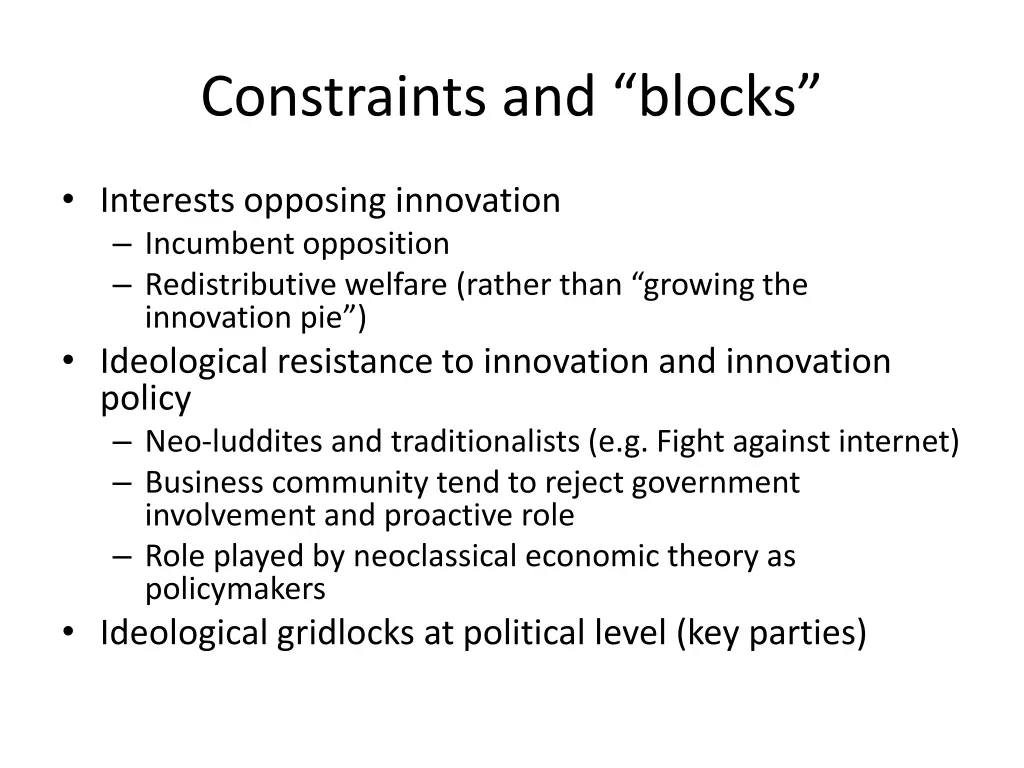 constraints and blocks