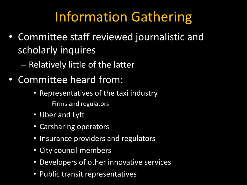 information gathering committee staff reviewed