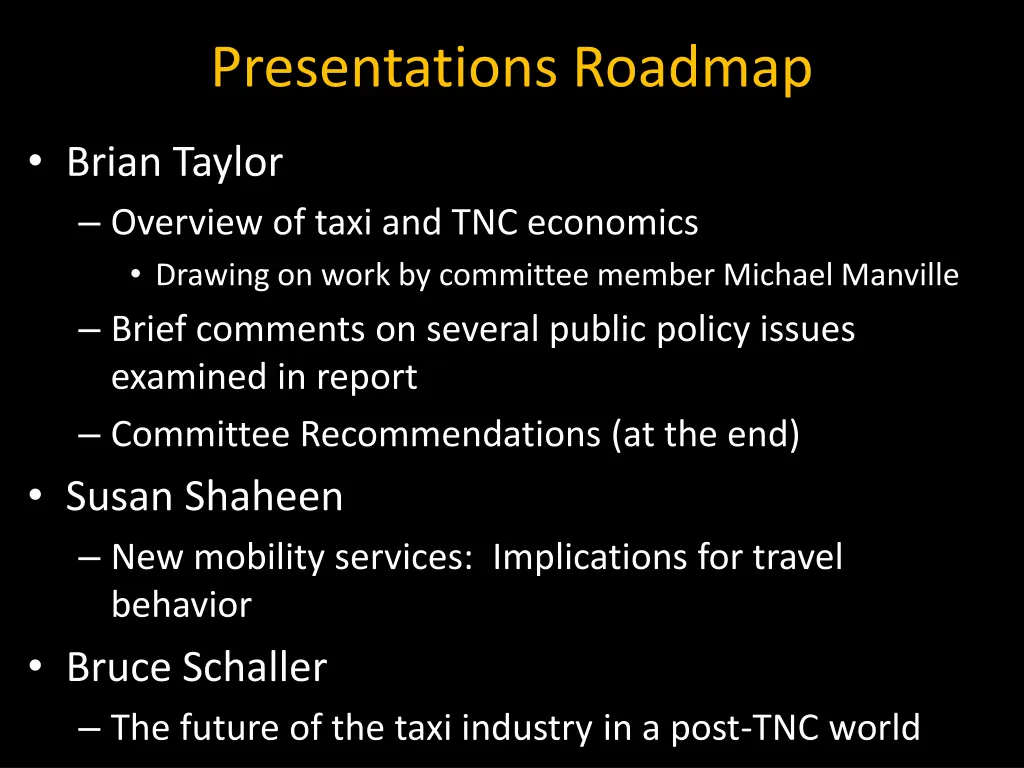 presentations roadmap