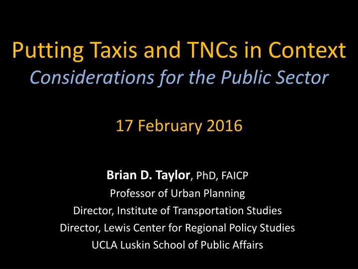 putting taxis and tncs in context considerations