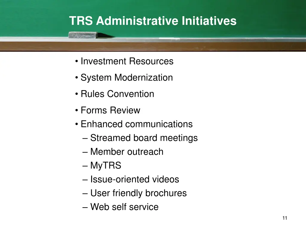 trs administrative initiatives
