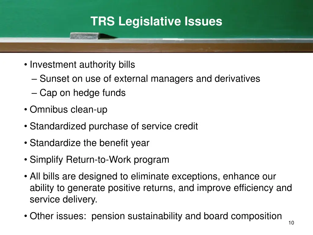 trs legislative issues
