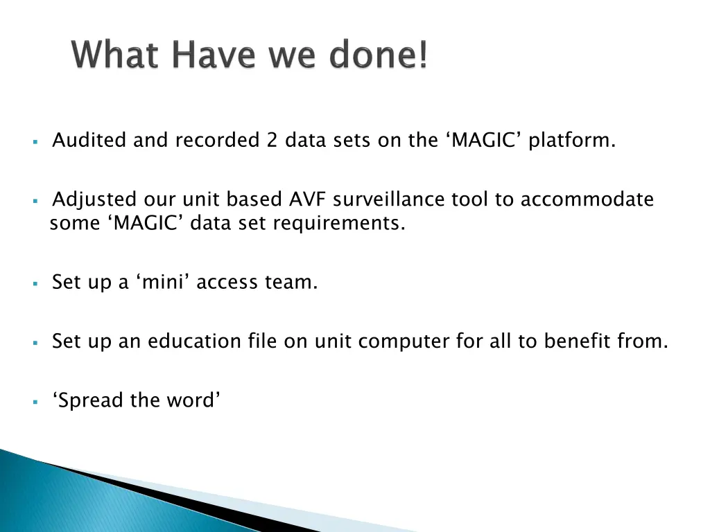 audited and recorded 2 data sets on the magic