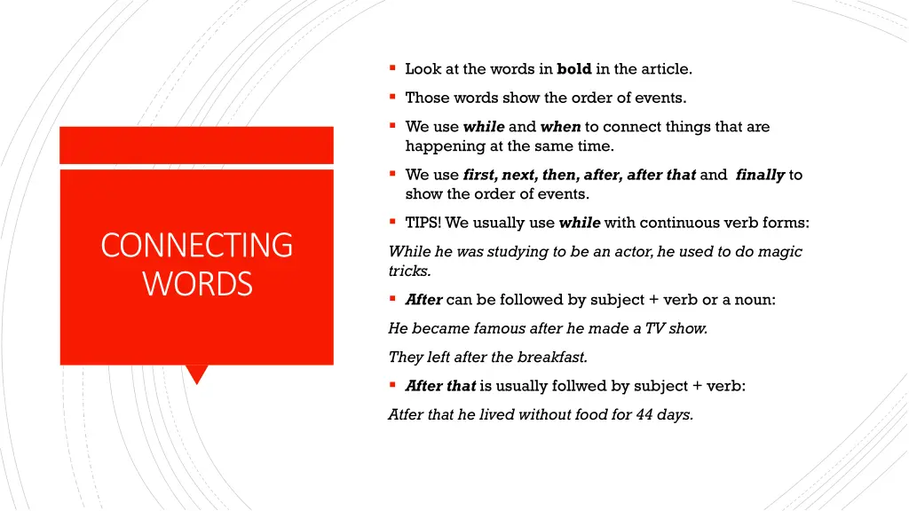 look at the words in bold in the article