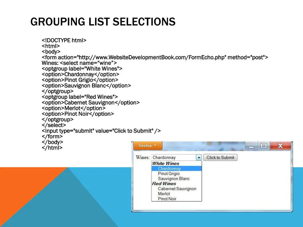 grouping list selections