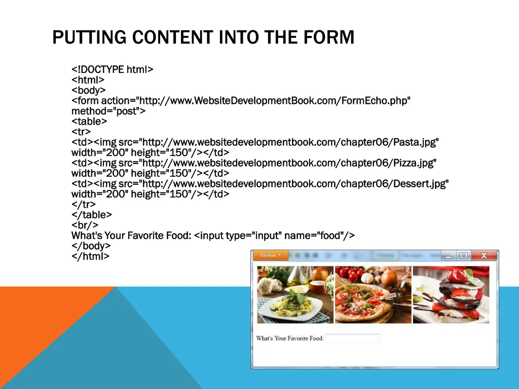 putting content into the form