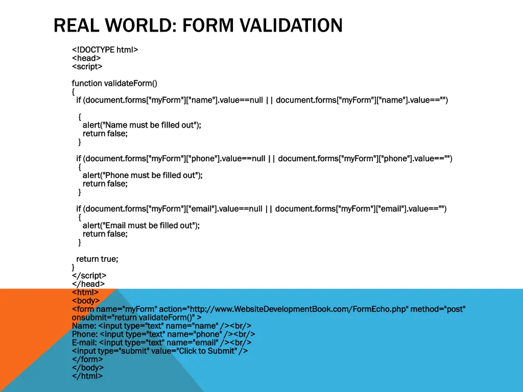 real world form validation