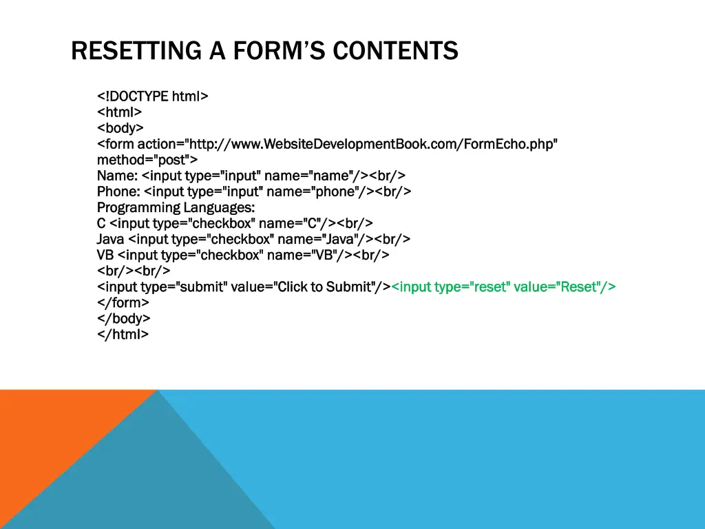 resetting a form s contents