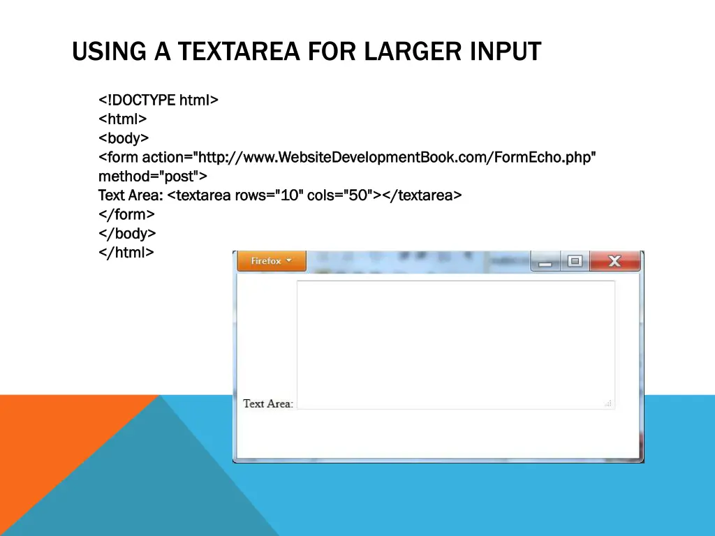 using a textarea for larger input