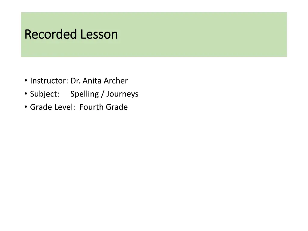 recorded lesson recorded lesson