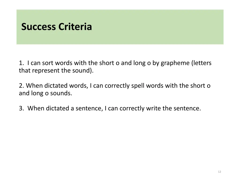 success criteria