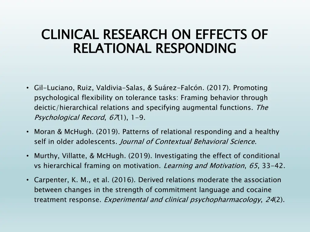 clinical research on effects of relational