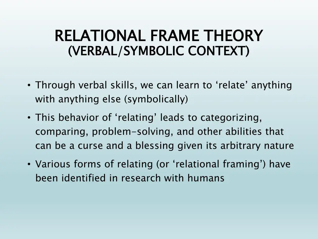 relational frame theory verbal symbolic context