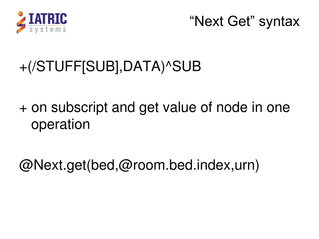 next get syntax