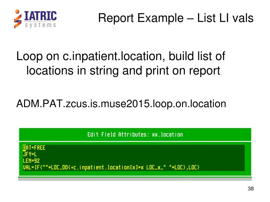 report example list li vals